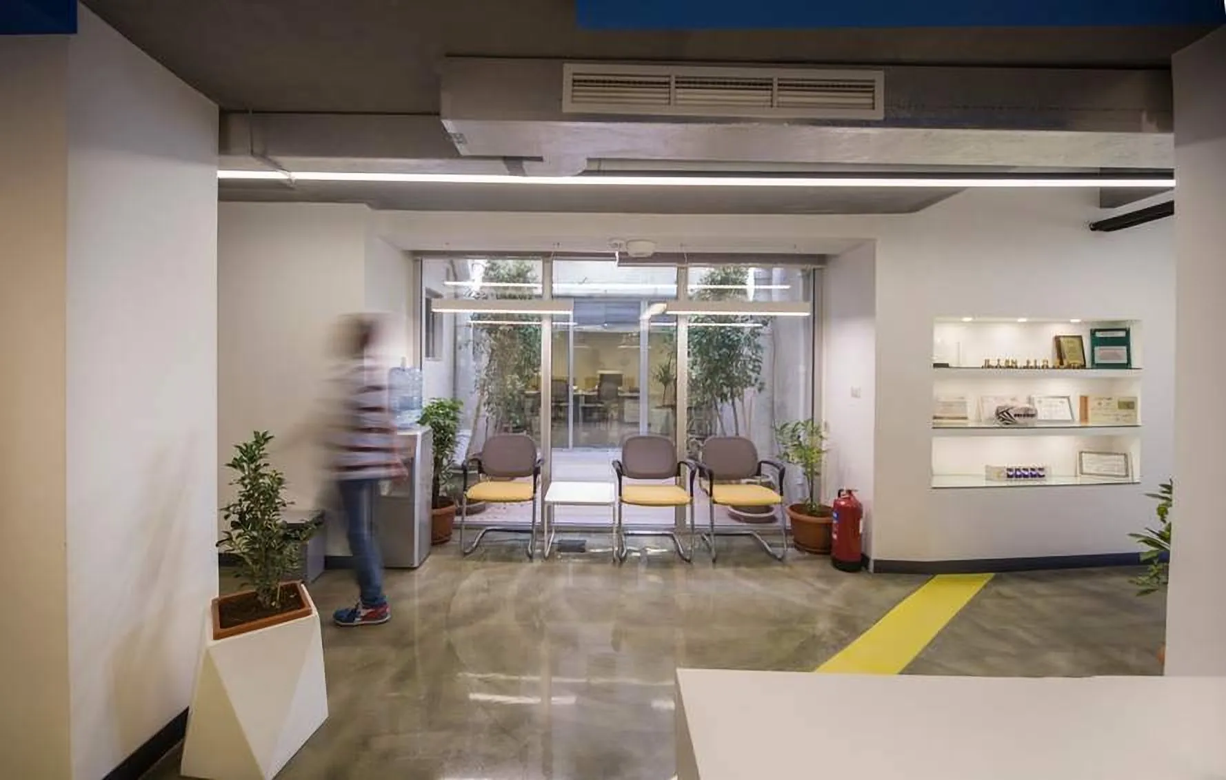 Entrance lobby with planters